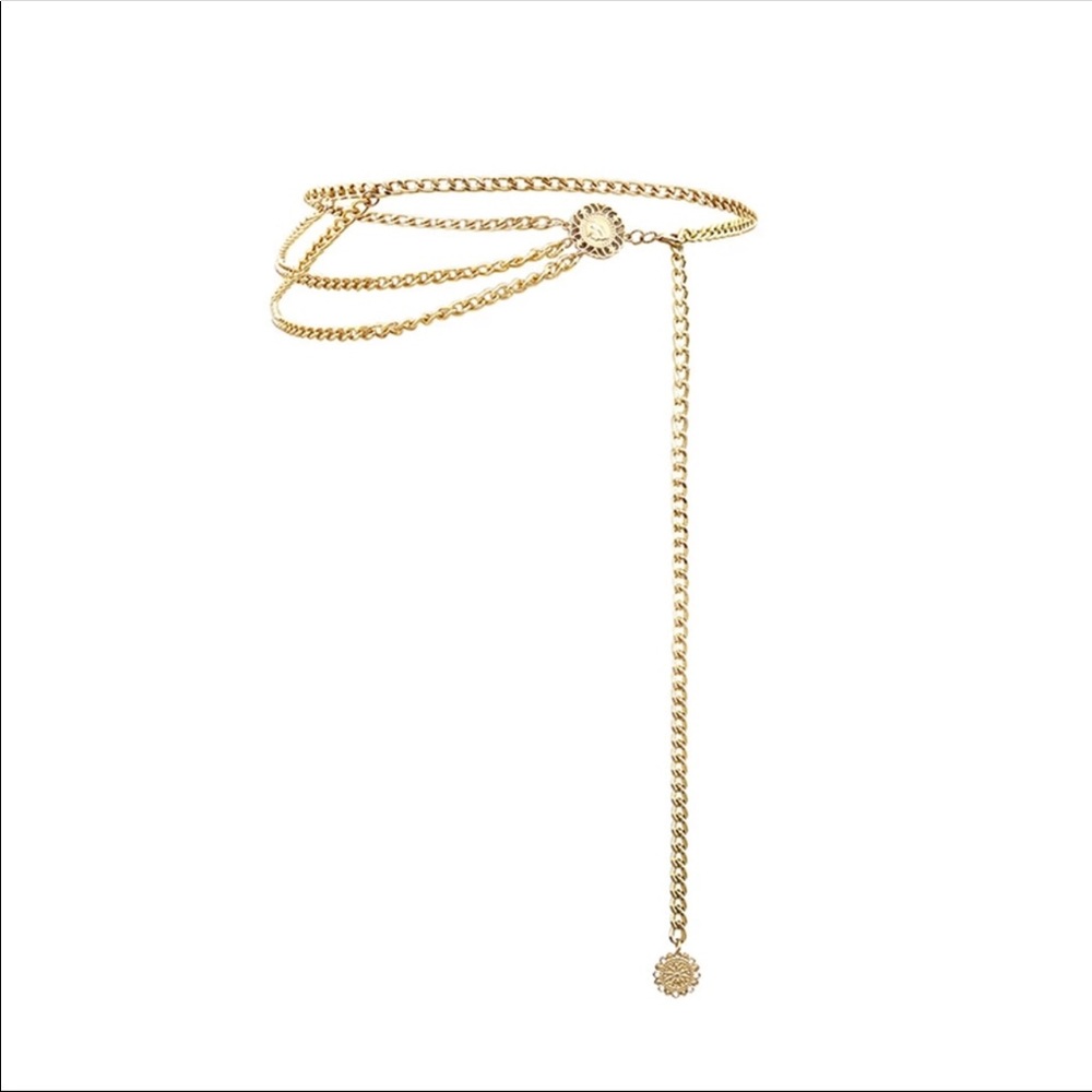 1 Left! Gold/Silver Metal Chain Layered Belt NEW - Picture 3 of 6